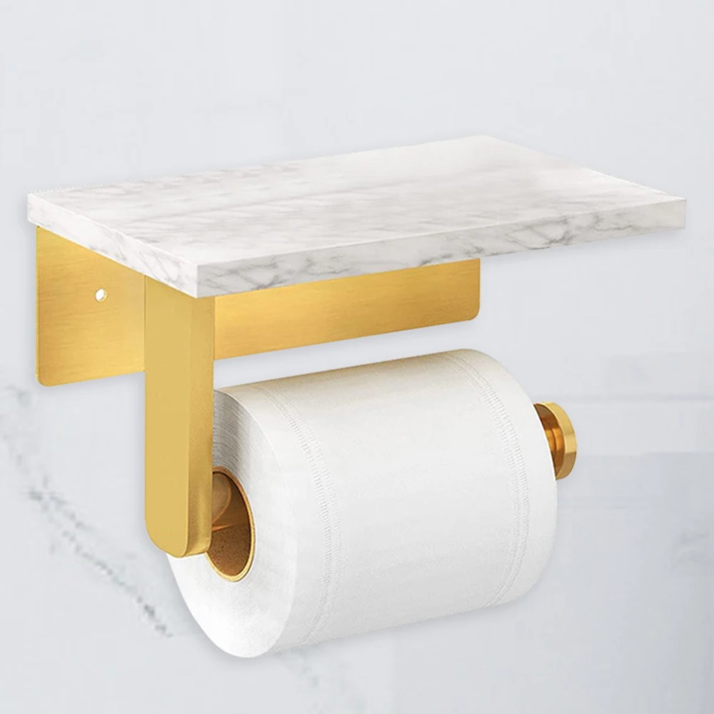 Home Bathroom Towel Dispenser - Marble Paper Storage Rack Metal Modern