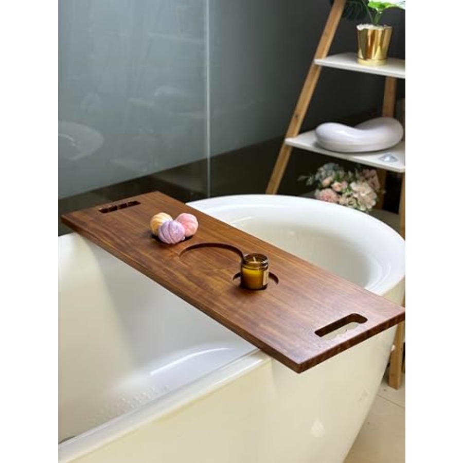 Bath Caddy Tray - Walnut Bathtub Tray with Handles 35