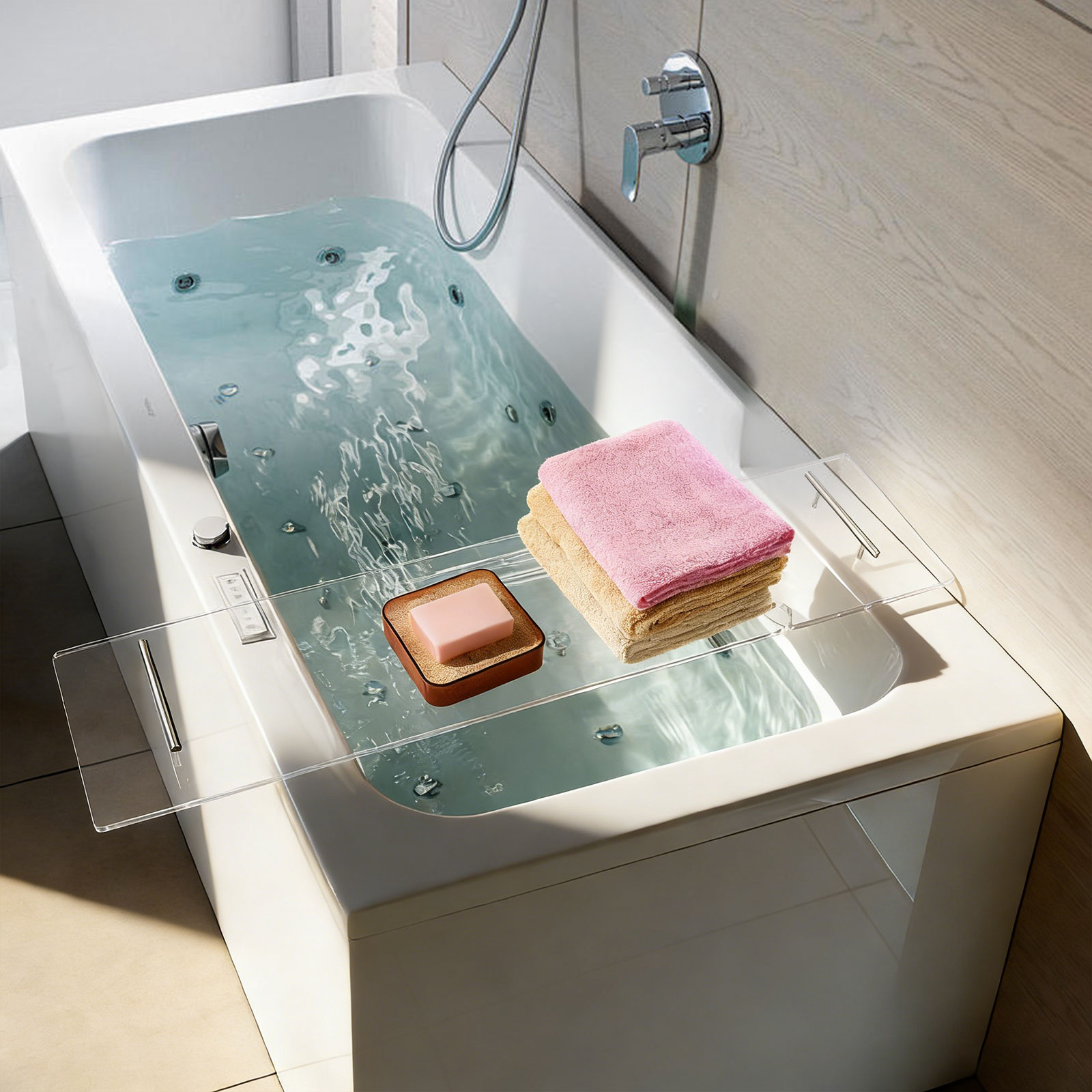 Bath Caddy Tray - Acrylic Bathtub Tray, Luxury Caddy Bath