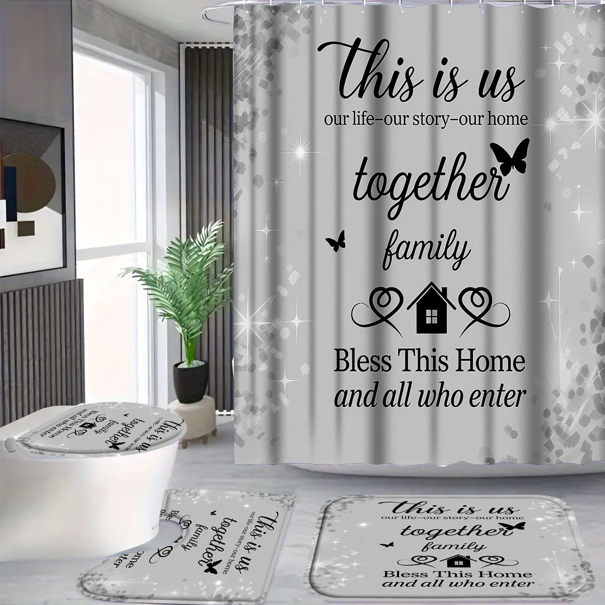 Home Bathroom Quotes - 4Pcs This Is Us Family Shower