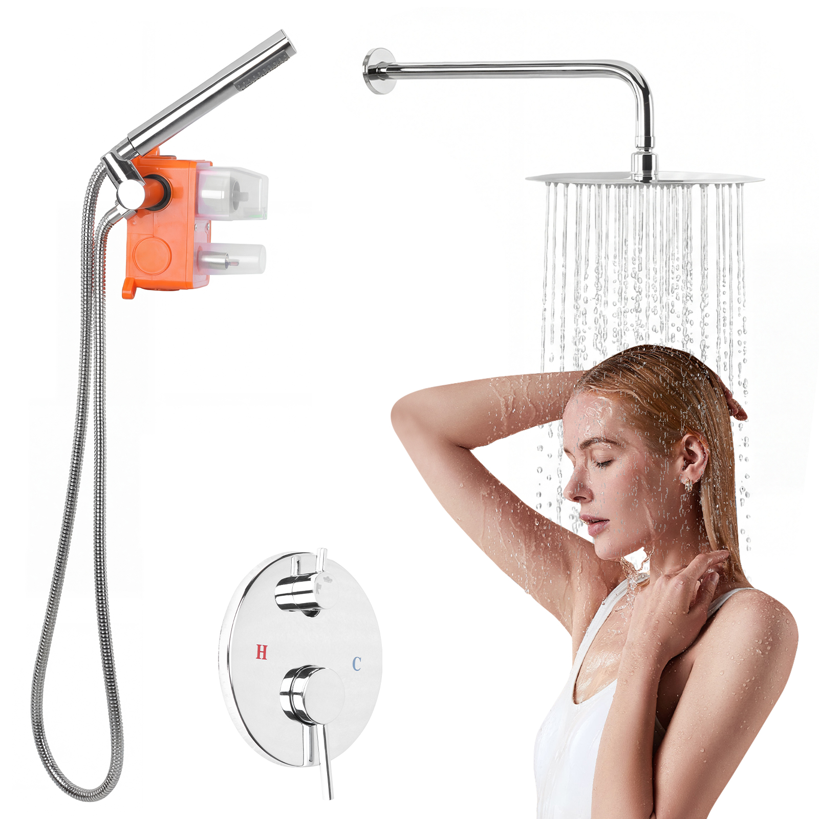 Home Bathroom Shower - Ceiling Rainfall Shower Head System with