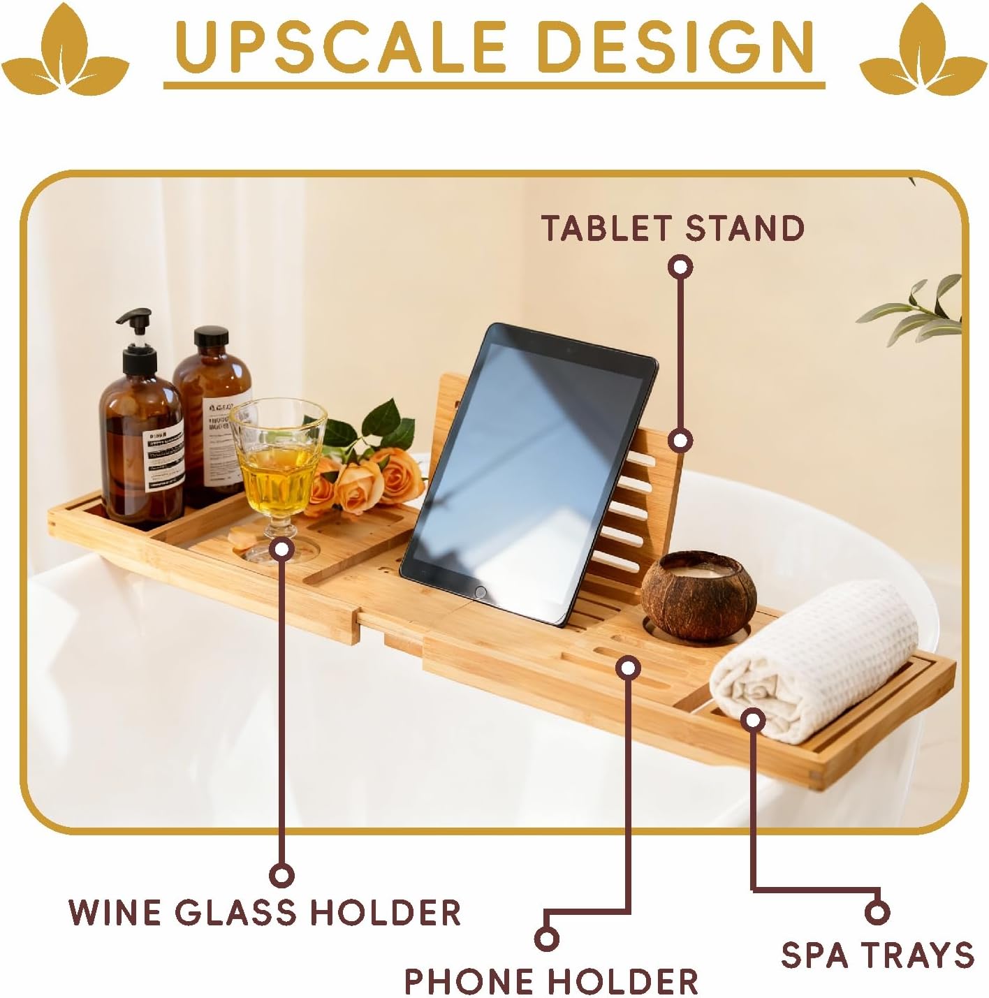 Foldable Bamboo Bathtub Tray C – Bath Caddy Tray recenzja i cena