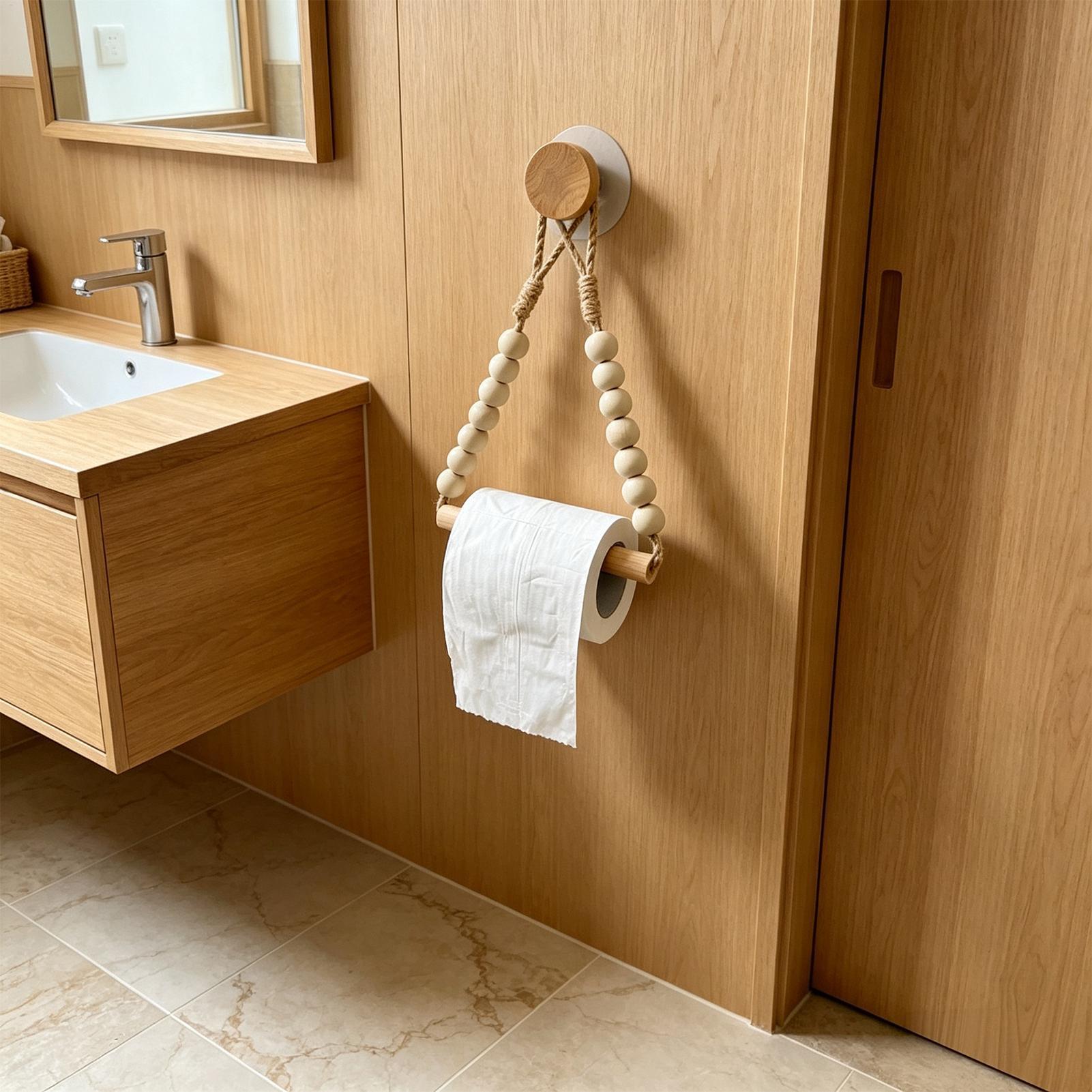 Toilet Paper Holder Wood Bead  – Home Bathroom Towel Dispenser recenzja i cena