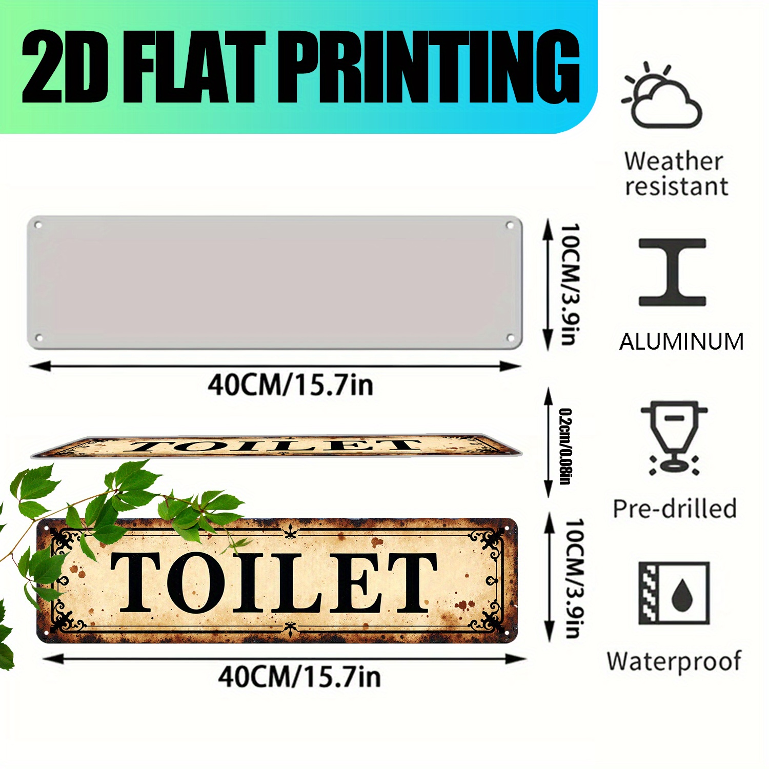 2D Flat, Vintage Aluminum Wall – Home Bathroom Wall Art recenzja i cena