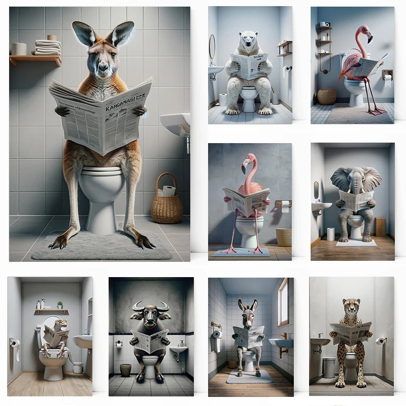 Pelican Flamingo Kangaroo Read – Home Bathroom Wall Art recenzja i cena
