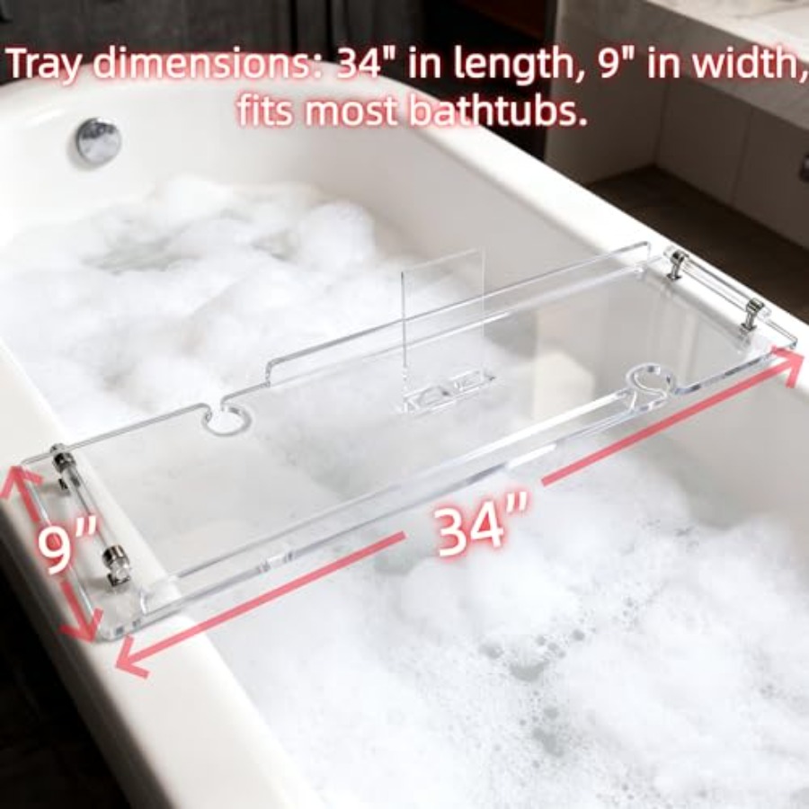 Premium Non-Slip Acrylic Batht – Bath Caddy Tray recenzja i cena