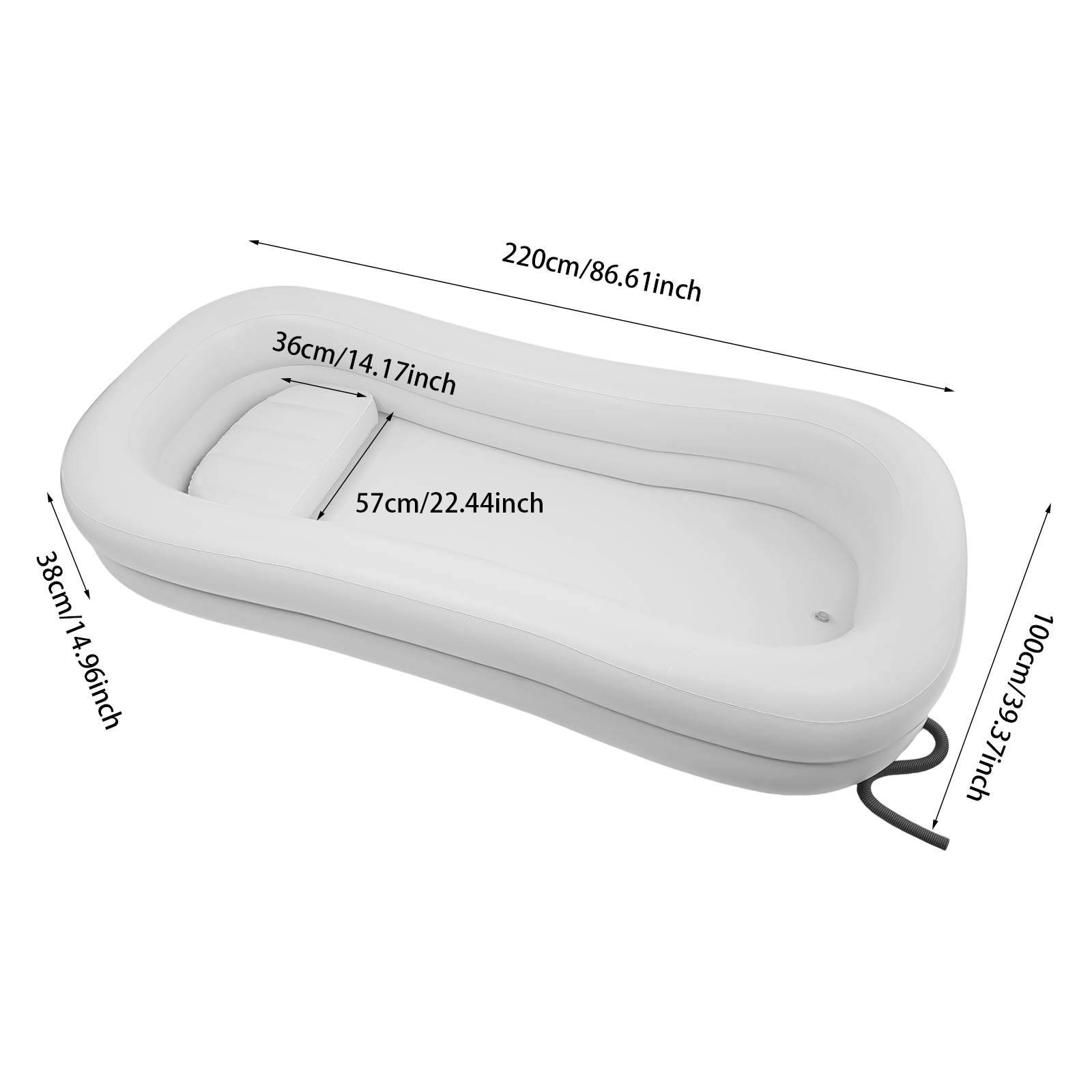 Rectangle PVC Inflatable Batht – Bathtub Pillow Inflatable recenzja i cena