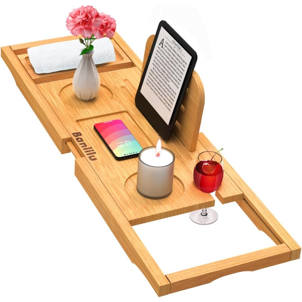 Expandable Bamboo Bath Caddy – – Bath Caddy Tray recenzja i cena
