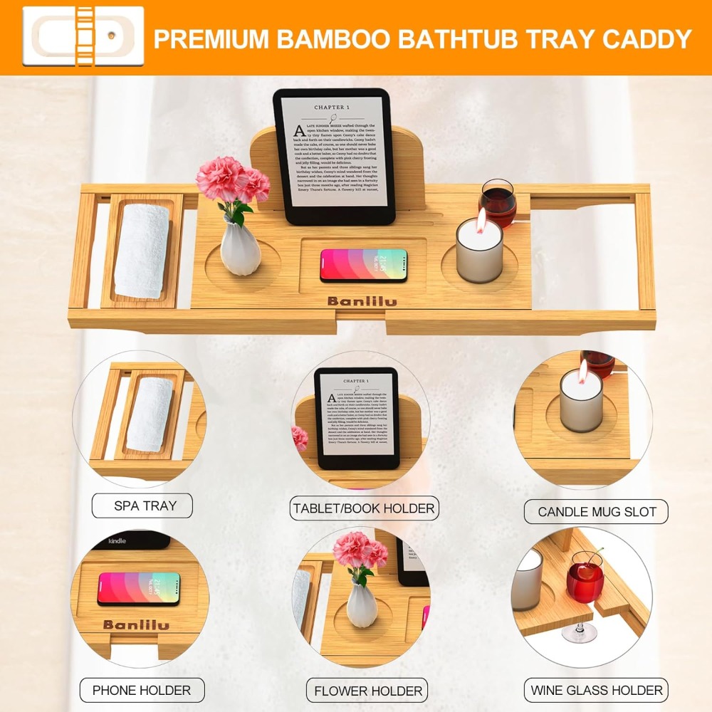 Expandable Bamboo Bath Caddy – – Bath Caddy Tray recenzja i cena