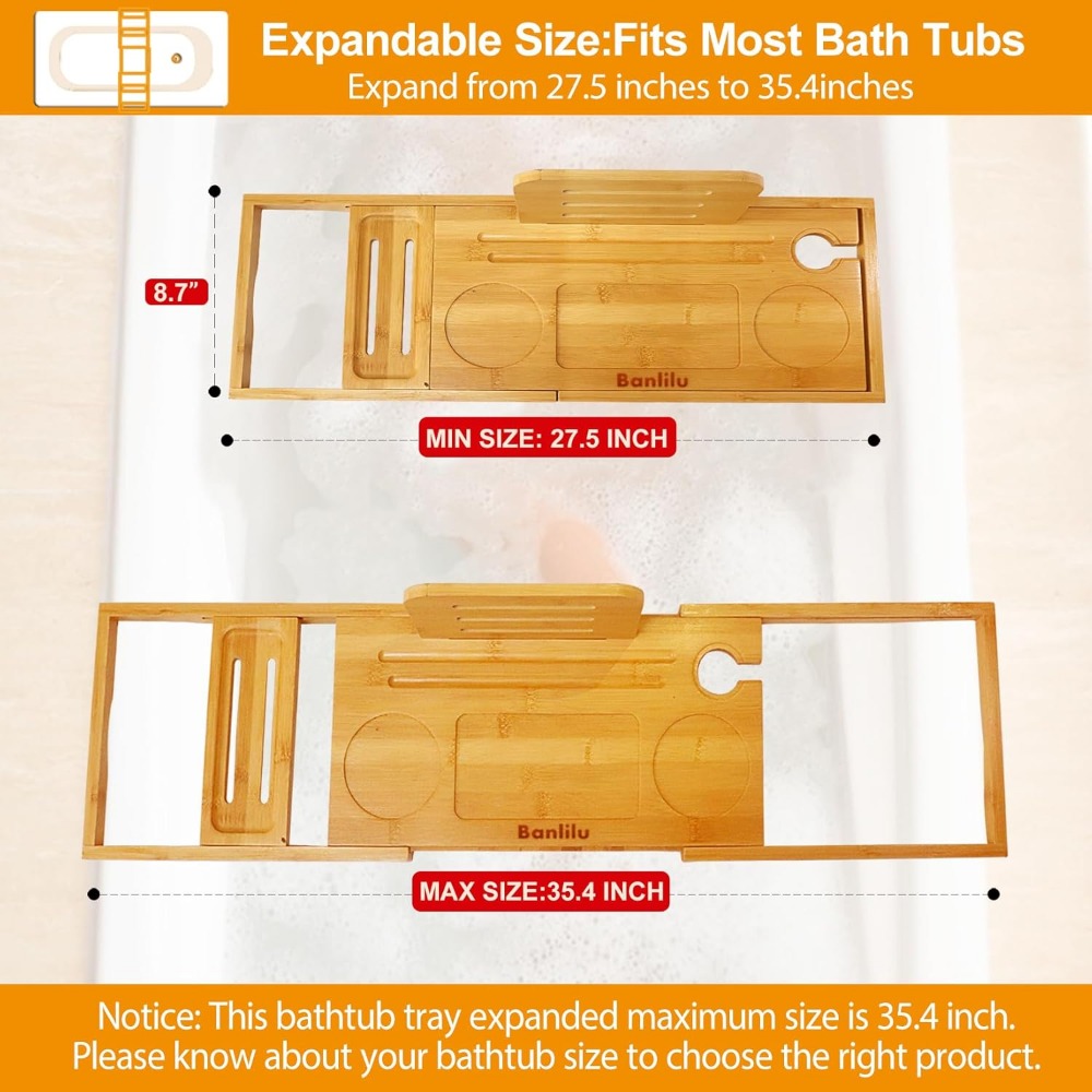 Expandable Bamboo Bath Caddy – – Bath Caddy Tray recenzja i cena