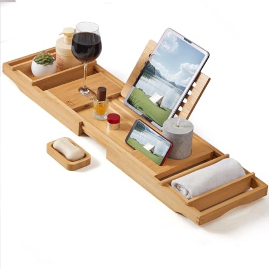 Bamboo Bathtub Caddy Tray - Ex – Bath Caddy Tray recenzja i cena
