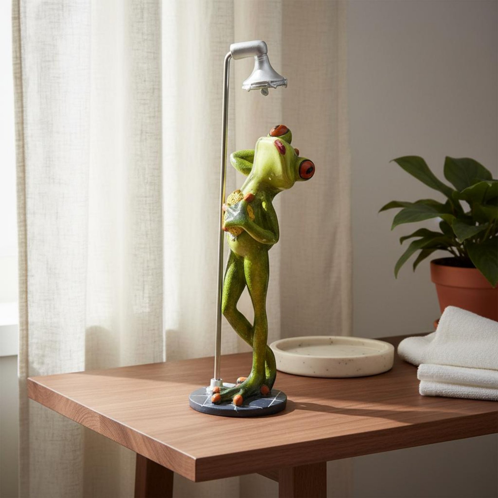 Showering Frog Figurine Great  – Home Bathroom Shower recenzja i cena