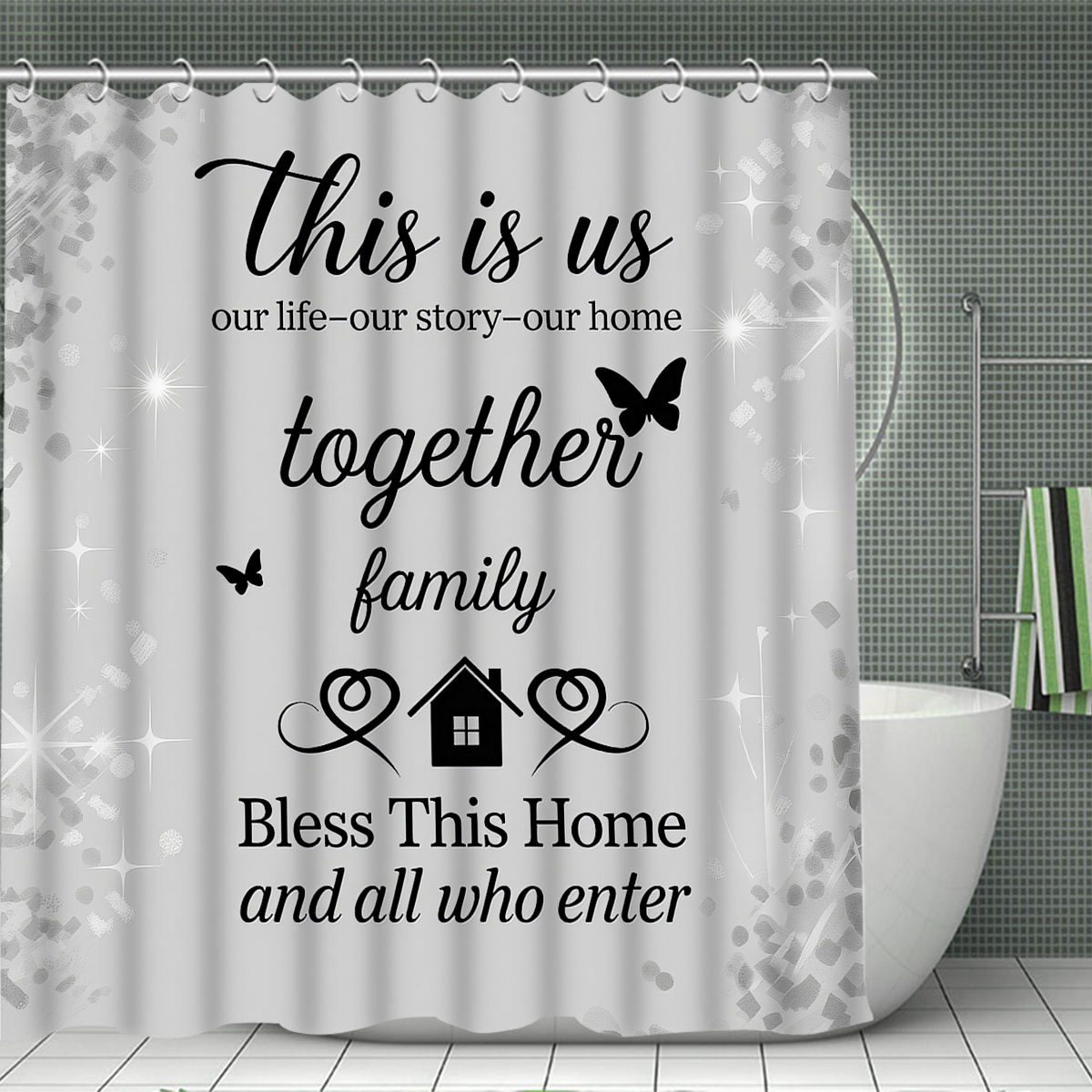 4Pcs This Is Us Family Shower  – Home Bathroom Quotes recenzja i cena