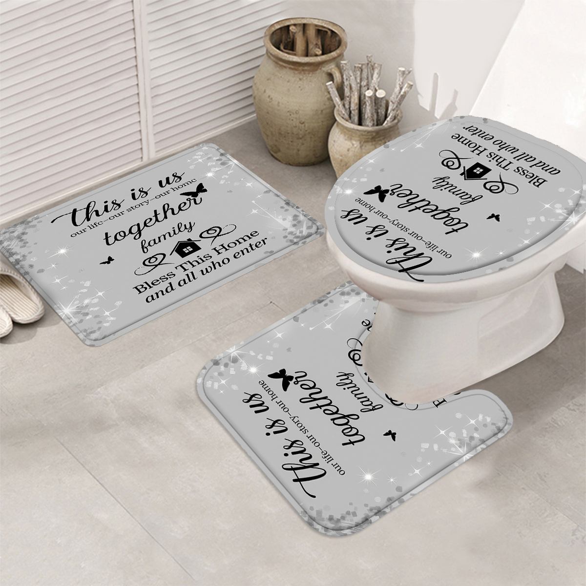 4Pcs This Is Us Family Shower  – Home Bathroom Quotes recenzja i cena