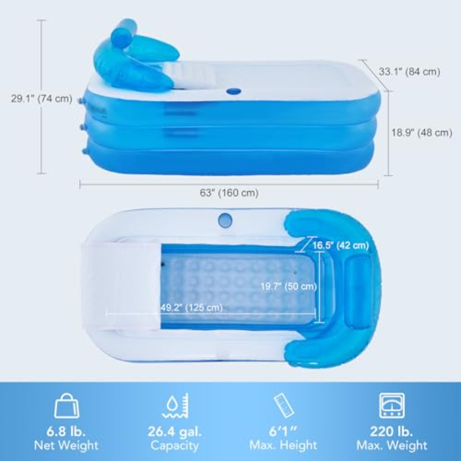 Inflatable Bathtub with Electr – Bathtub Pillow Inflatable recenzja i cena