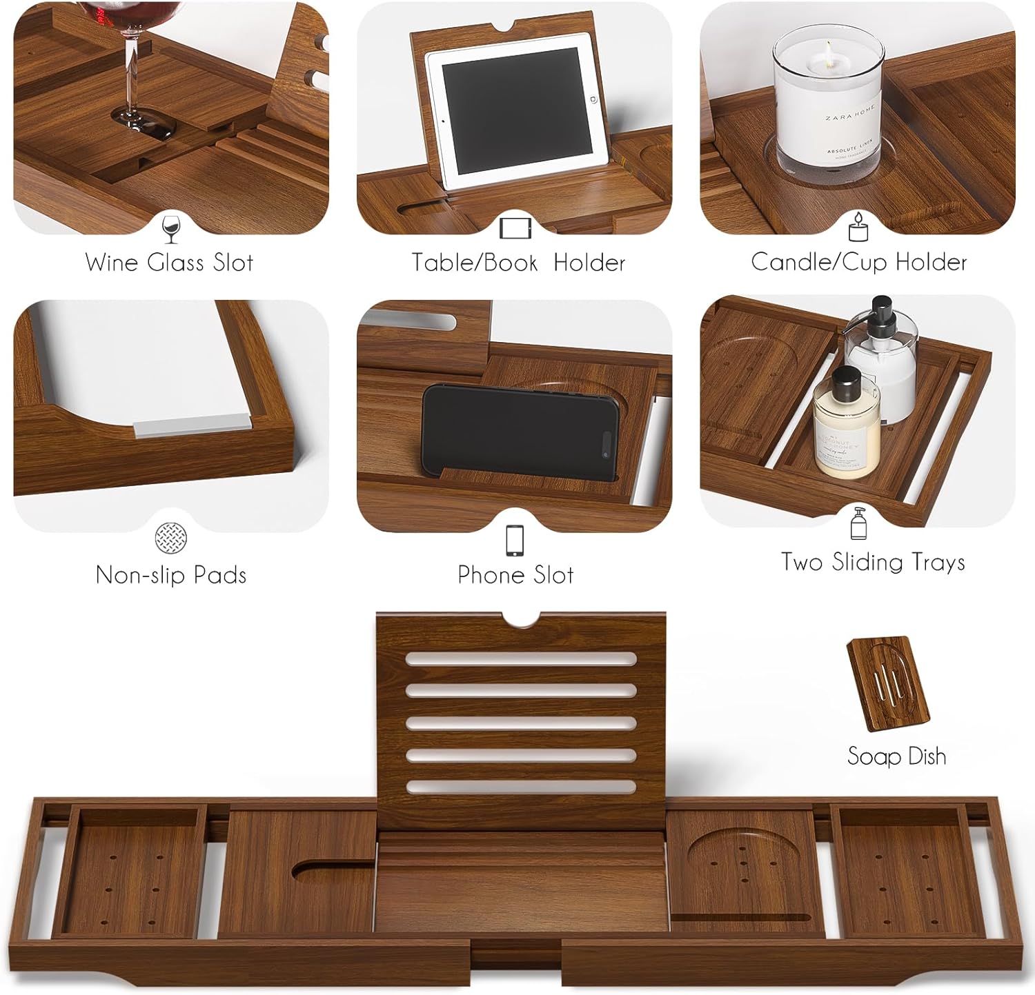 Teak Bathtub Caddy, Expandable – Bath Caddy Tray recenzja i cena