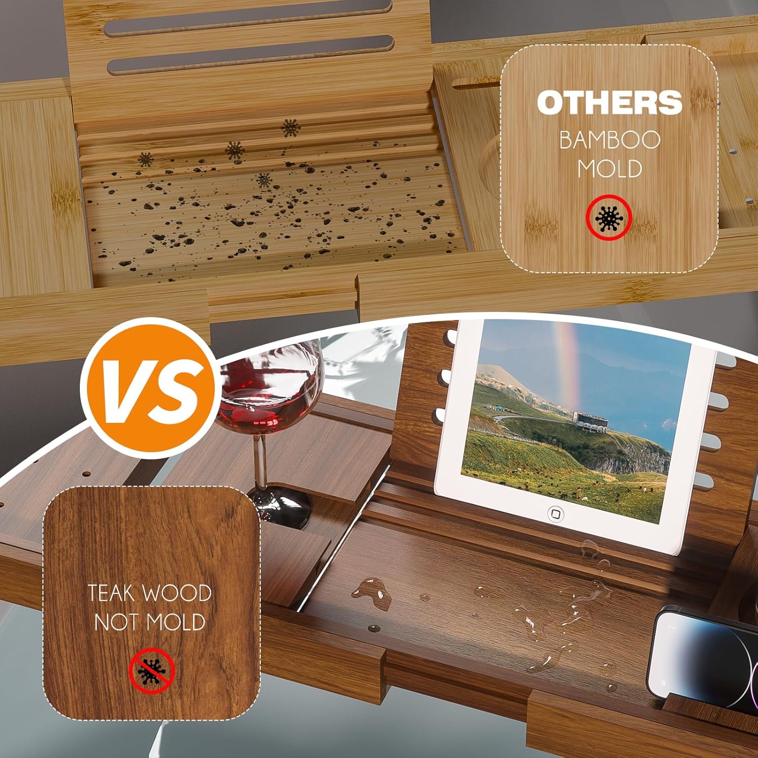 Teak Bathtub Caddy, Expandable – Bath Caddy Tray recenzja i cena