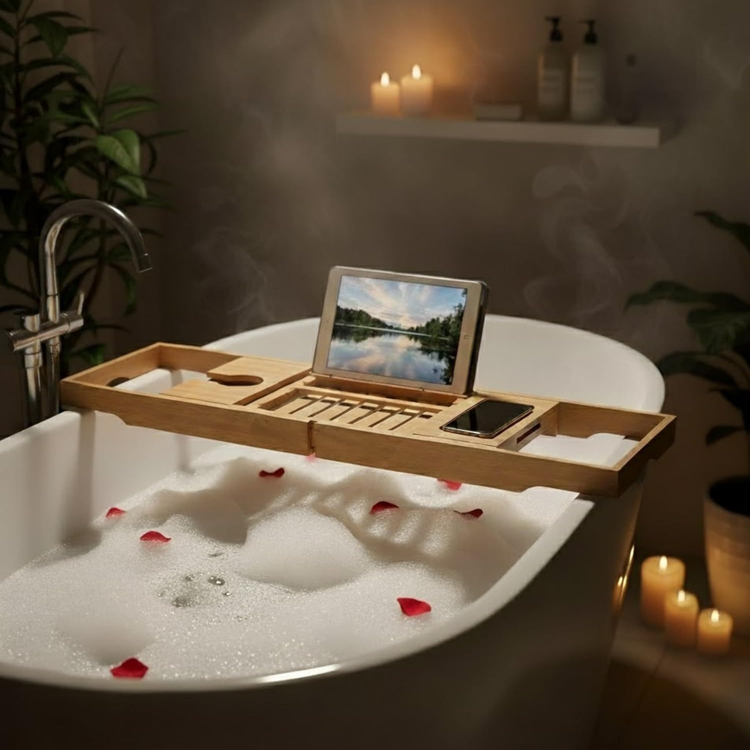 Bamboo Bathtub Tray - Wood Bat – Bath Caddy Tray recenzja i cena