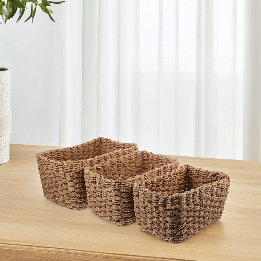 4Pcs Handwoven Storage Basket  – Home Bathroom Organizer recenzja i cena