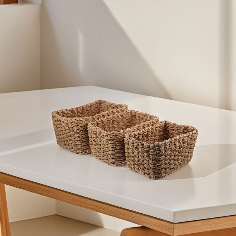 4Pcs Handwoven Storage Basket  – Home Bathroom Organizer recenzja i cena