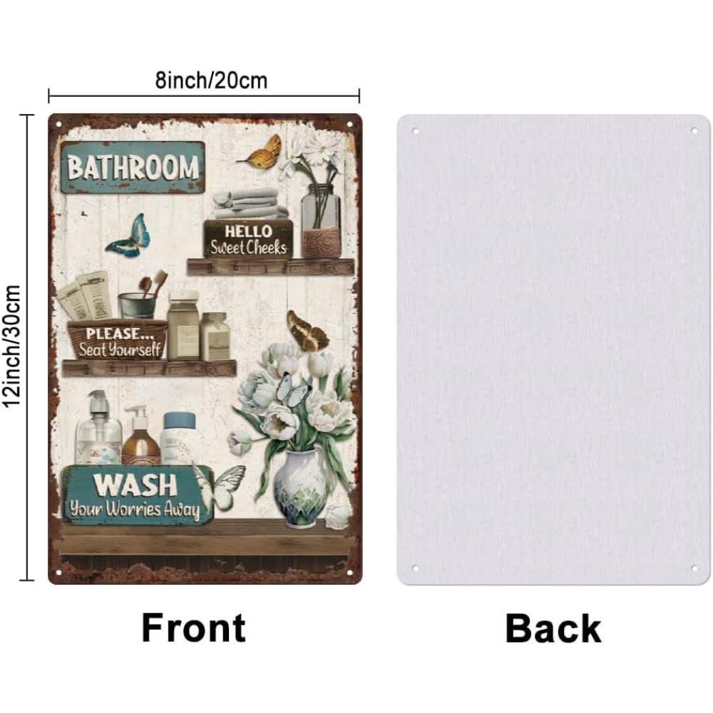 Bathroom Floral Tin Signs Vint – Home Bathroom Wall Art recenzja i cena