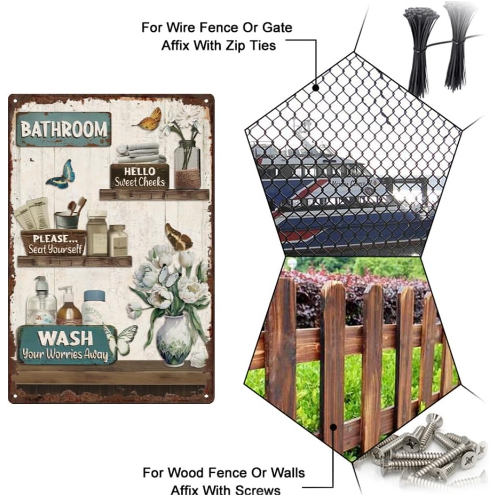 Bathroom Floral Tin Signs Vint – Home Bathroom Wall Art recenzja i cena