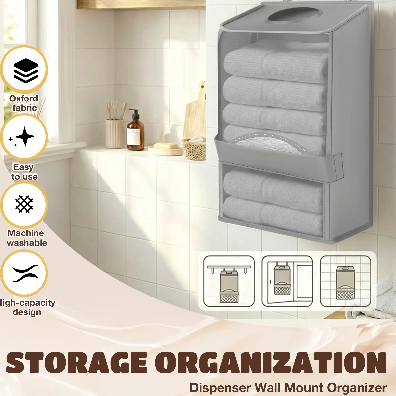 2-Layer Hanging Storage Bag 2  – Home Bathroom Towel Dispenser recenzja i cena